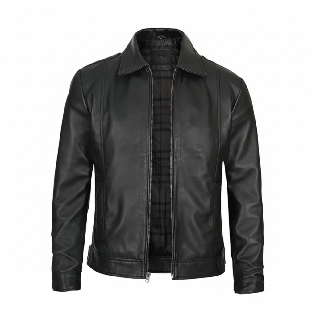 Black Classic Cafe Racer Leather Jacket