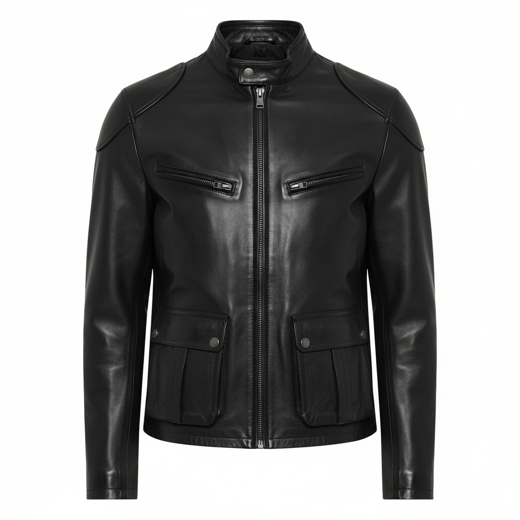 Black Classic Biker Leather Jacket for Men