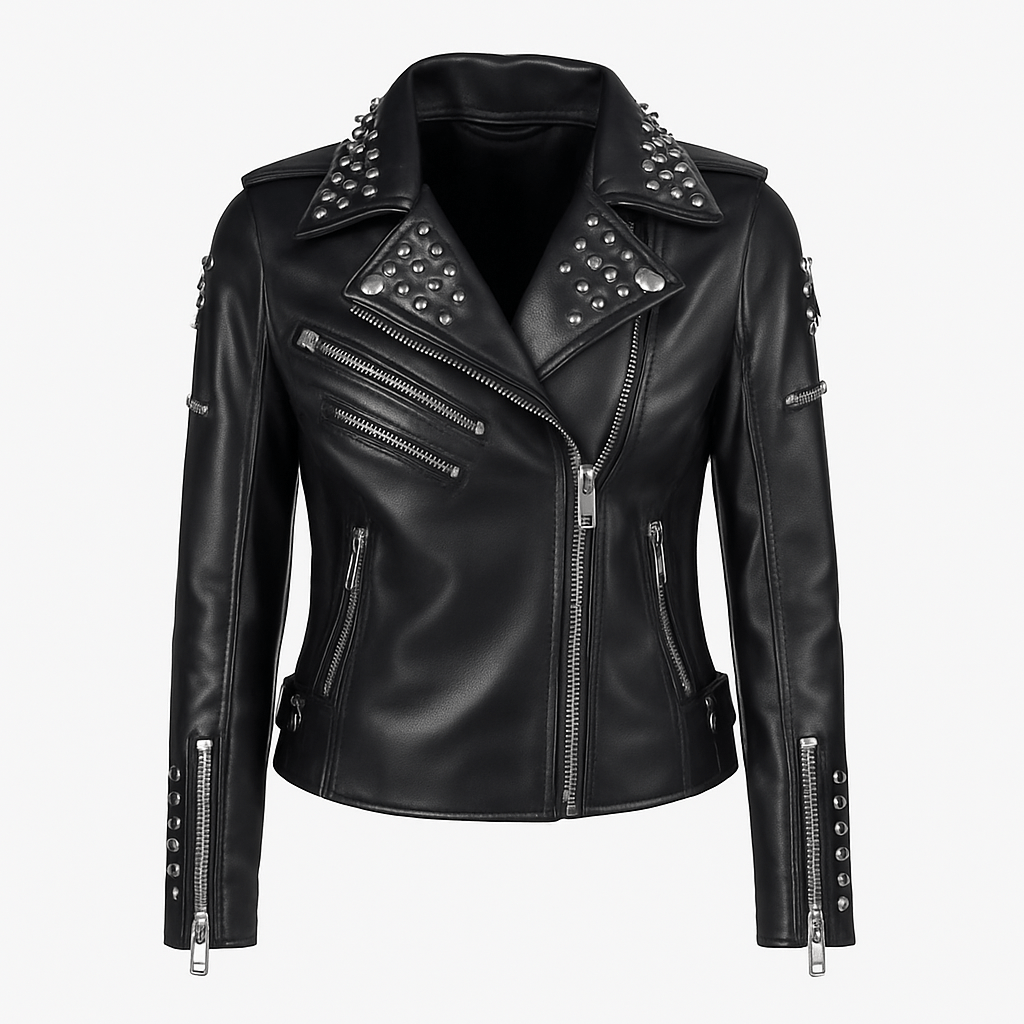 Black studded leather jacket