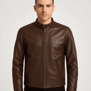 Cafe Racer Brown Genuine Leather Zipper Jacket