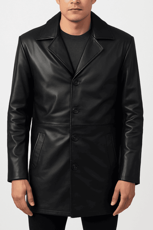 Classmith Black Leather Coat For Men’s
