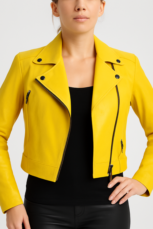 Luisana Lopilato The Marriage App Yellow Leather Jacket