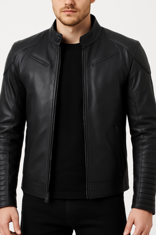 Men’s Black Padded Leather Jacket