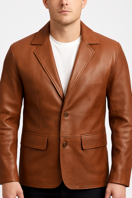 Men’s Brown Genuine Leather Blazer