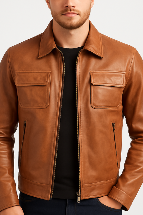 Men’s Cafe Racer Retro Moto Distressed Jacket