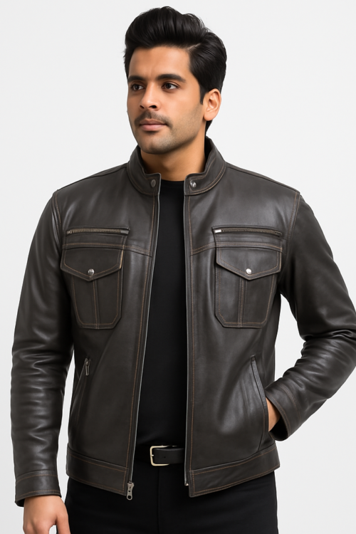 Men’s Cafe Racer Vintage Classic Biker Leather Jacket