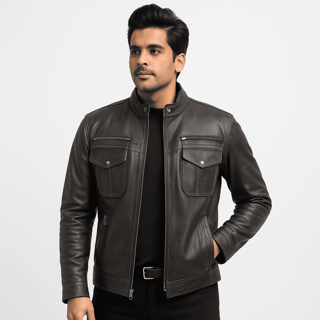 Men's Cafe Racer Vintage Classic Biker Leather Jacket