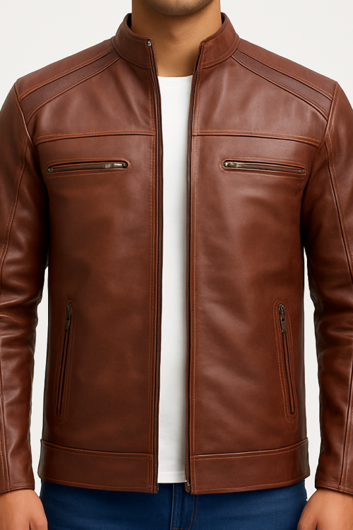 Men’s Distressed Cafe Racer Vintage Leather Jacket