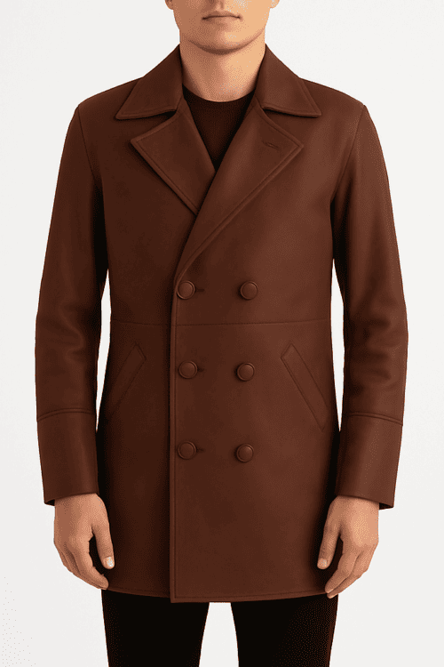 Men’s Half Life Brown Leather Coat