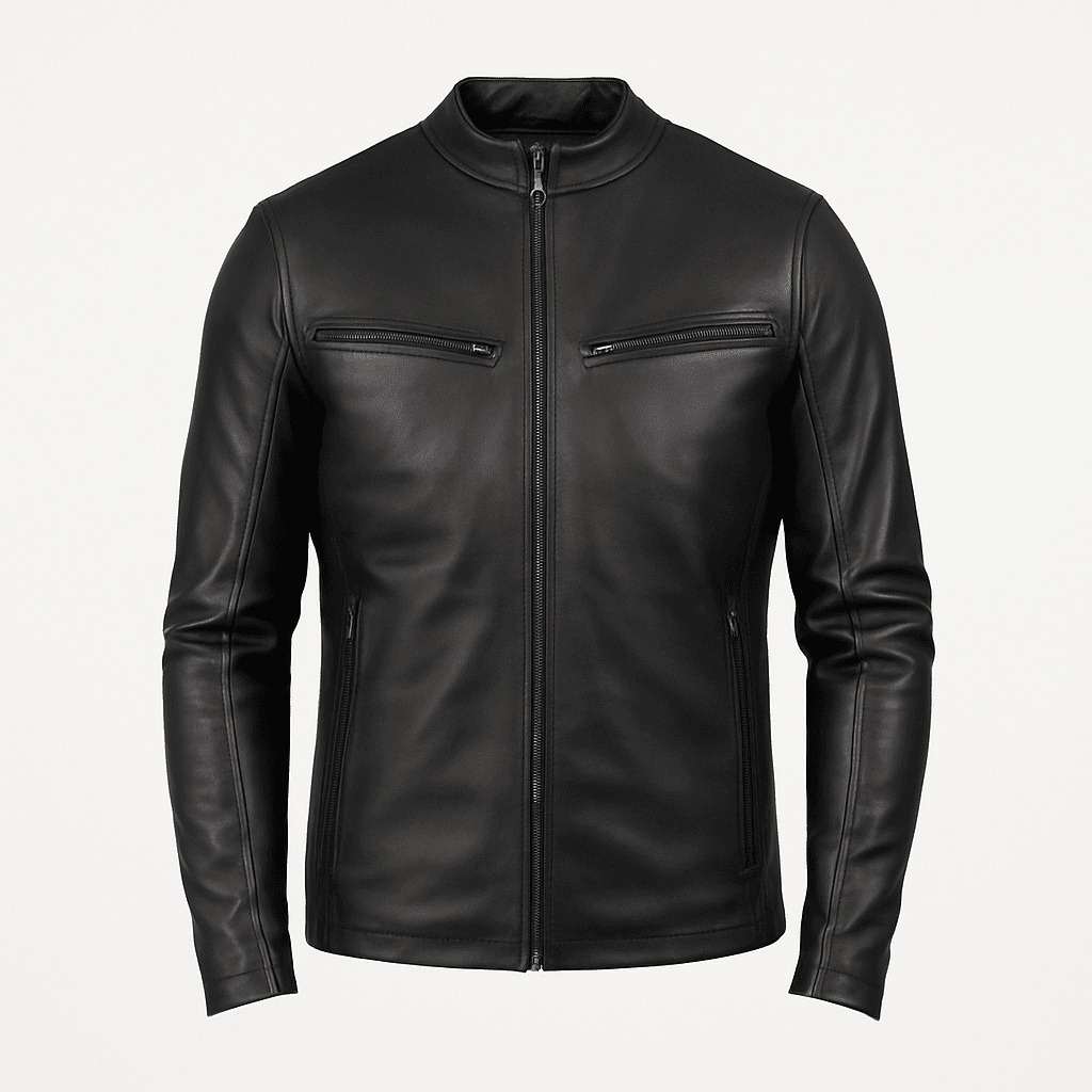 Men's Ionic quilted leather biker jacket product image