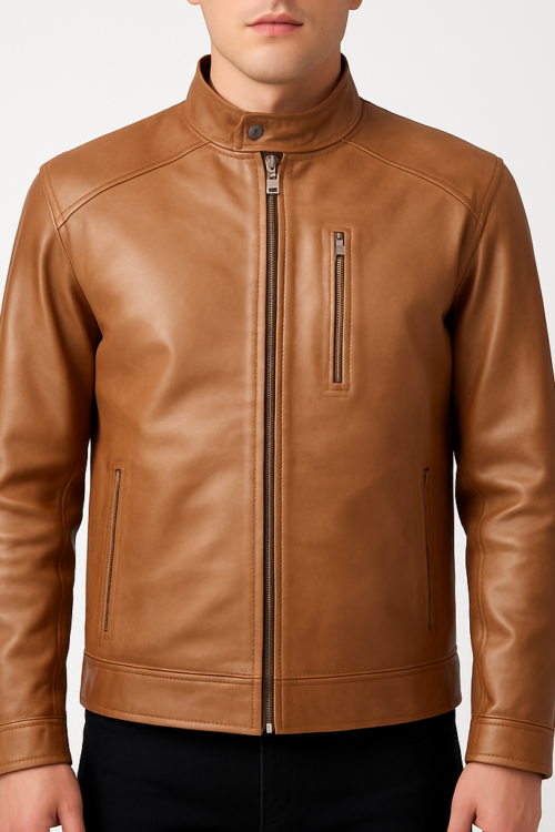 Men’s Light Brown Genuine Leather Jacket