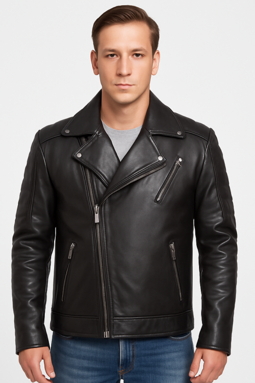 Men’s Real Black Leather Motorcycle Jacket