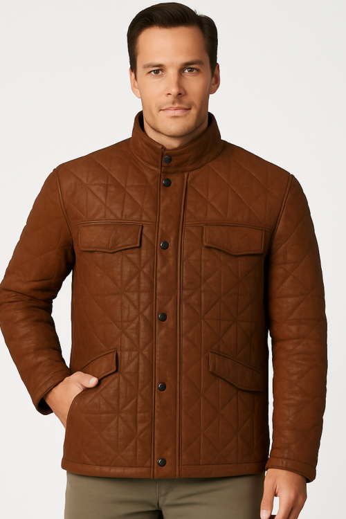 Men’s Real Brown Leather Stylish Jacket