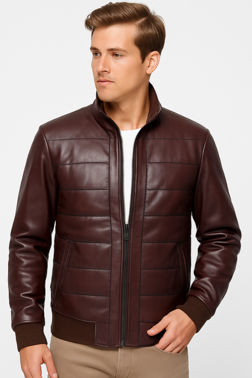 Men’s Real Maroon Antique Leather Bomber Jacket