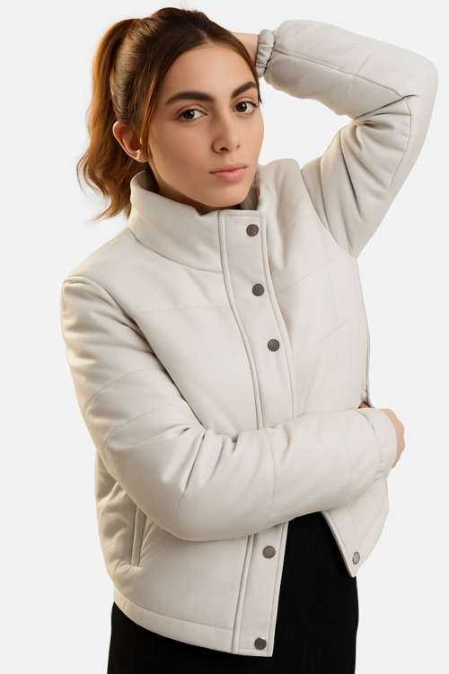 OvrOne Quilted Bomber Women’s Genuine Leather Jacket