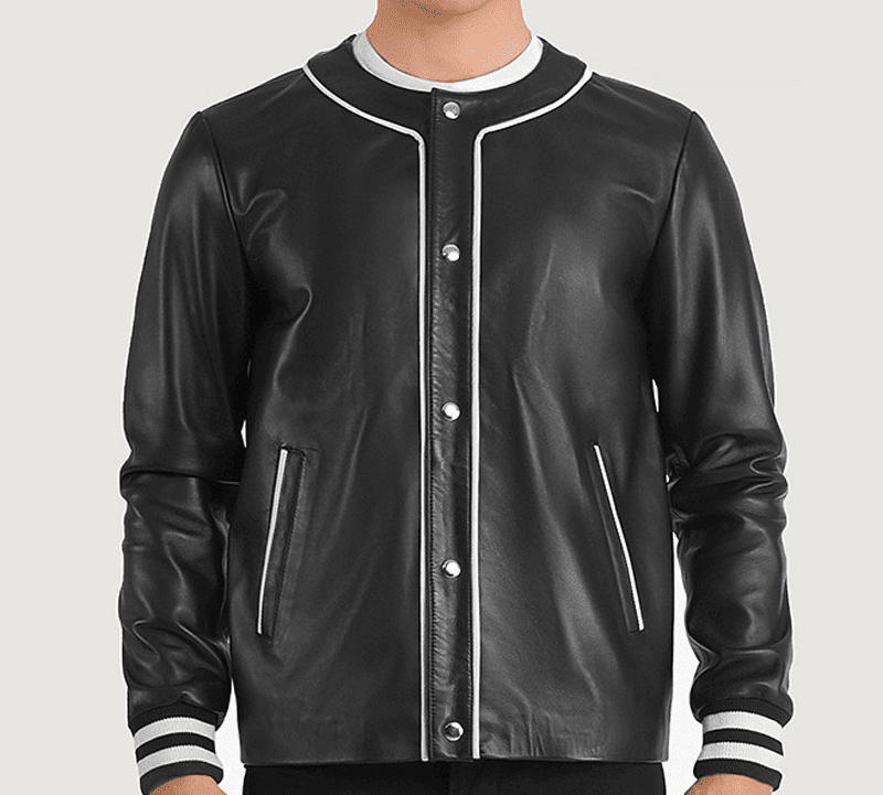 Willis Black Leather Varsity Jacket for Men - Image 2