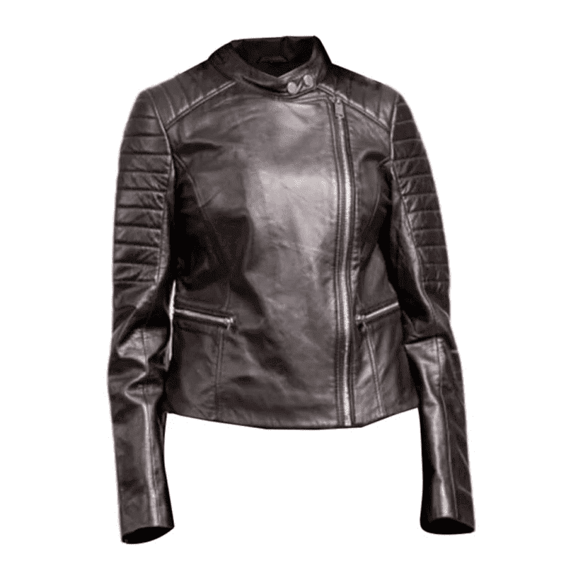 Women's Bara Black Motorcycle Jacket - Image 2