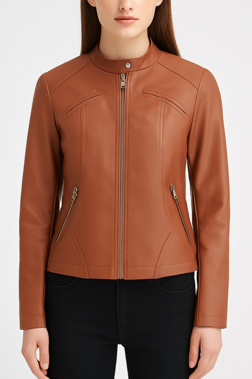 Women’s Brown Faux Leather Jacket