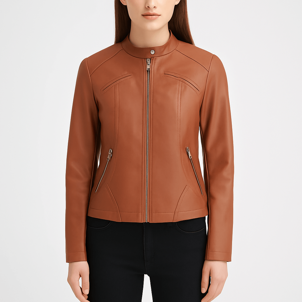 Women's brown faux leather jacket