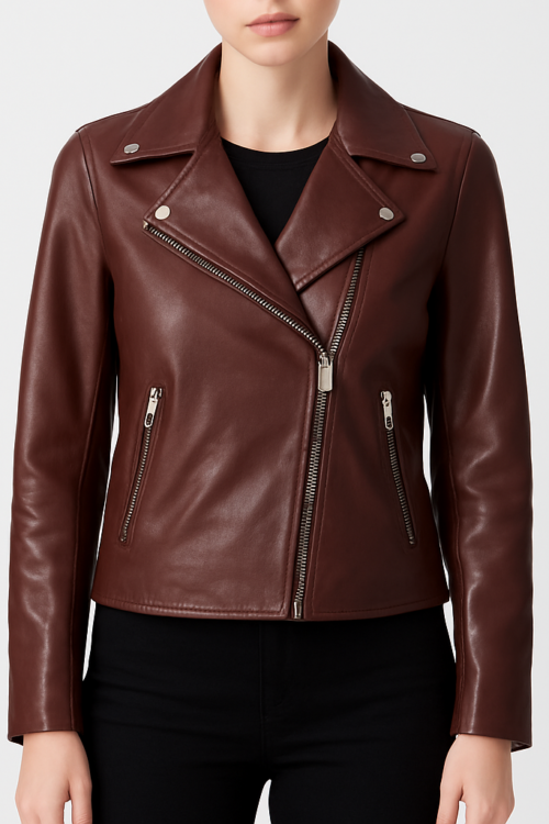 Women’s Brown Vintage Leather Biker Jacket