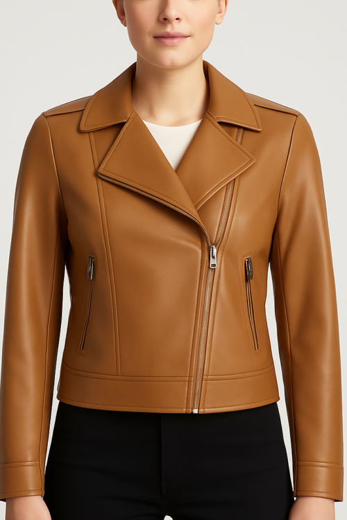 Women’s Moto Brown Leather Jacket