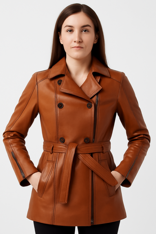 Women’s Real Brown Leather Coat