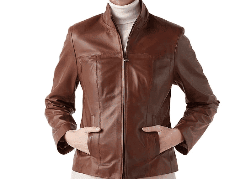 Women's Tan Leather Jacket - Image 2